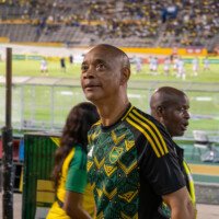 General Secretary for the Jamaica Football Federation, Dennis Chung, entering the royalty box to watch the World Cup Qualifier match against Bermuda.
Location: National Stadium
Date: October 14,2025