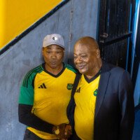 President of the Jamaica Football Federation, Michael Ricketts, being greeted upon entering the National Stadium
Location: National Stadium
Date:October 14,2025